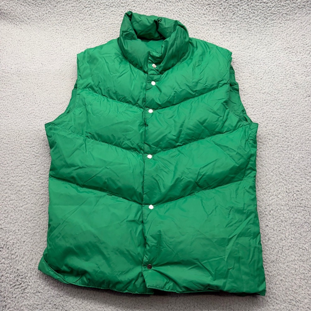 REI Co-Op Men's Medium Vintage 70s Down Puffer Vest Green Cut-603 July 1979 USA
